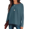 thumbnail image 1 of Fangasis Women Pullover Knitted Jumper Top Long Sleeve Knit Tops Ladies Loose Tunic Blouse Knitwear Holiday Blue S, 1 of 7