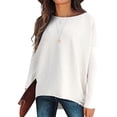 thumbnail image 1 of Fangasis Women Pullover Knitted Jumper Top Long Sleeve Knit Tops Ladies Loose Tunic Blouse Knitwear Holiday White S, 1 of 5