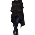 thumbnail image 1 of Fangasis Women Pullover Solid Color Sweatshirt Long Sleeve Hoodies Ladies Leisure Hooded Tops Knee Length Turtleneck Black 5XL, 1 of 3