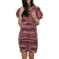 thumbnail image 1 of Fangasis Women Sundress Tunic Short Mini Dresses Camouflage Print T Shirt Dress Ladies Round Collar Casual Beach Wine Red 5XL, 1 of 2