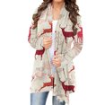 thumbnail image 1 of Fangasis Women Xmas Cardigan Sweater Open Front Blouses Tops Buffalo Plaid Christmas Cardigans Ladies Casual Outwear Loose Festival Deer 2XL, 1 of 2