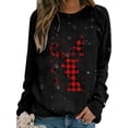 thumbnail image 1 of Fangasis Women Xmas Pullover Elk Print Sweatshirt Long Sleeve Christmas Sweatshirts Ladies Cute Jumper Tops Comfy Holiday Elk B Black L, 1 of 2