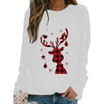 thumbnail image 1 of Fangasis Women Xmas Pullover Elk Print Sweatshirt Long Sleeve Christmas Sweatshirts Ladies Cute Jumper Tops Comfy Holiday Elk B White L, 1 of 2
