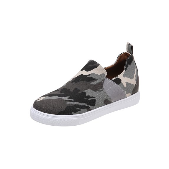Fangasis Women's Canvas Sneakers Fashion Tennis Shoes Casual Canvas Shoes Slip on Flats Nurse Shoes Size 4.5-9 Camouflage 7