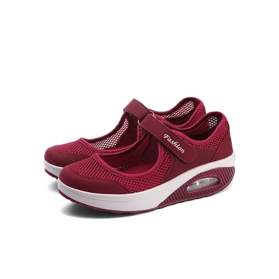 Fangasis Women's Casual Air Cushion Platform Mesh Mules Sneaker Nurse Shoes Mary Jane Shoes US Size 4.5-11
