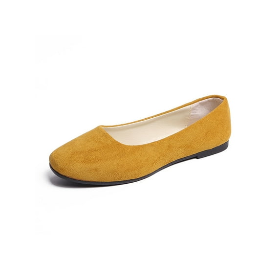 Fangasis Women's Casual Shoes Lightweight Flats Square Toe Walking Shoe Dance Soft Sole Ballet Flat Apricot 8