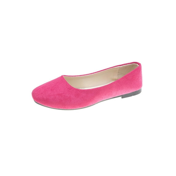 Fangasis Women's Casual Shoes Lightweight Flats Square Toe Walking Shoe Dance Soft Sole Ballet Flat Plum Red 8.5