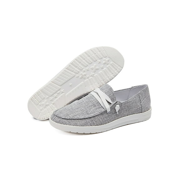 Fangasis Women's Casual Slip on Canvas Loafers Comfort Light Weight Outdoor Shoes Gray 5