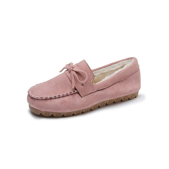 Fangasis Women's Loafers Lightweight Flats Slip On Casual Shoes Walking Faux Suede Mocassins Pink With Lined 6.5