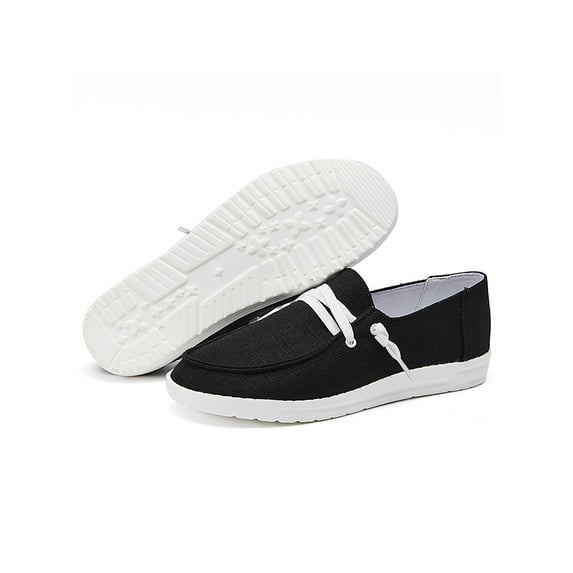 Fangasis Women's Slip On Loafer Canvas Low Top Fashion Sneakers Casual Flat Comfortable Walking Shoes Black 10