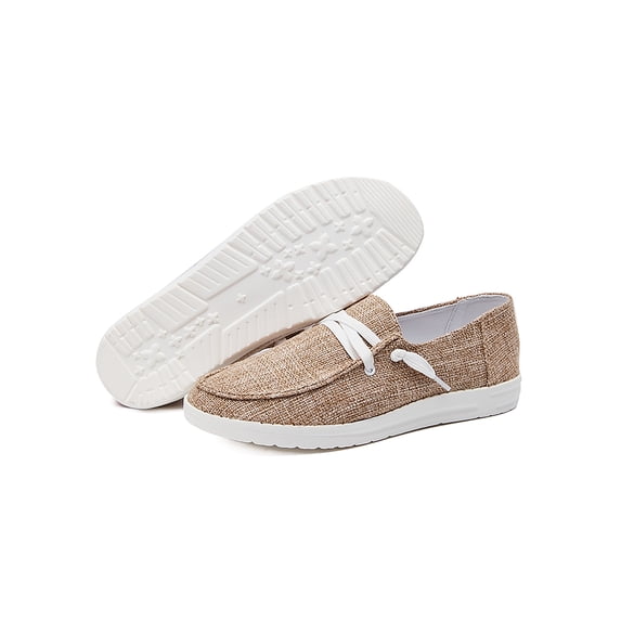 Fangasis Women's Slip On Loafer Canvas Low Top Fashion Sneakers Casual Flat Comfortable Walking Shoes Khaki 4