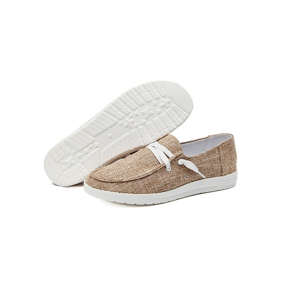 Fangasis Women's Slip On Loafer Canvas Low Top Fashion Sneakers Casual Flat Comfortable Walking Shoes Khaki 8