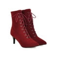 thumbnail image 1 of Fangasis Womens Ankle Booties Anti-Slip Winter Boots Mid Heel Stiletto Boot Work Fashion Dress Bootie Shoes Red 4.5, 1 of 9