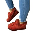 thumbnail image 1 of Fangasis Womens Ankle boots Winter Warm Bowknot Plush Loafers Casual Platform Shoes, 1 of 2