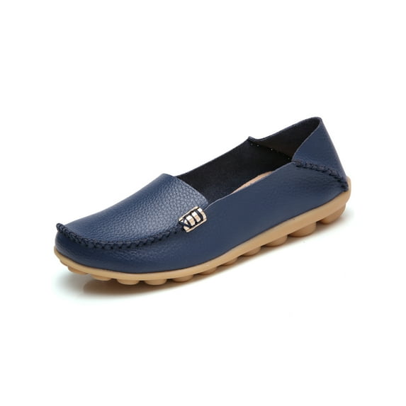 Fangasis Womens Casual Shoes Fashion Loafers Slip On Flats Driving Lightweight Nurse Shoe Navy Blue 6.5