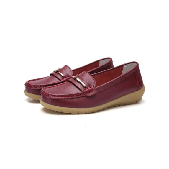 Fangasis Womens Flats Breathable Loafers Comfort Casual Shoes Work Fashion Boat Shoe Burgundy 10.5