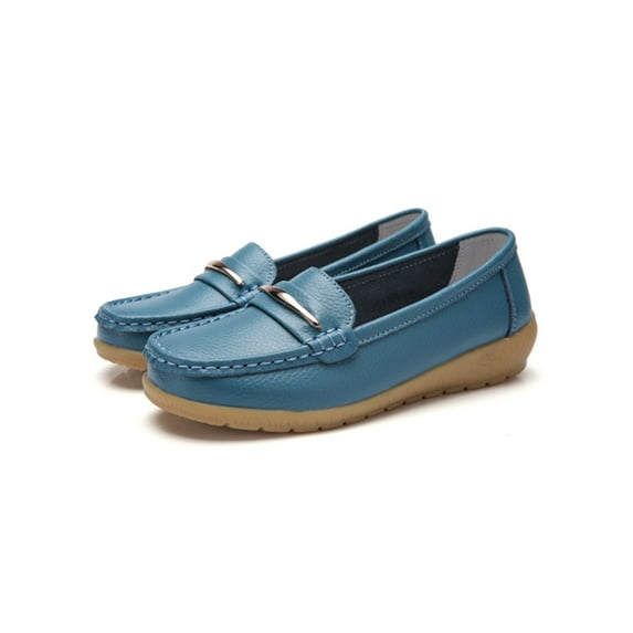 Fangasis Womens Flats Breathable Loafers Comfort Casual Shoes Work Fashion Boat Shoe Light Blue 10.5