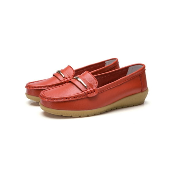 Fangasis Womens Flats Breathable Loafers Comfort Casual Shoes Work Fashion Boat Shoe Red 10
