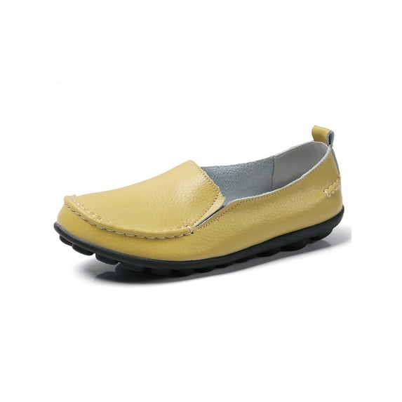 Fangasis Womens Loafers Non-slip Flats Round Toe Shoes Walking Breathable Casual Shoe Green 12