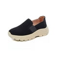thumbnail image 1 of Fangasis Womens Platform Shoes Lightweight Sneakers Slip On Casual Sports Breathable Flats Black 10, 1 of 6