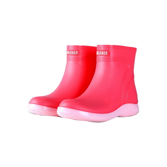 Fangasis Womens Rain Boots Comfort Work Shoe Slip On Garden Shoes Kitchen Non-Slip Pink, Women 5.5