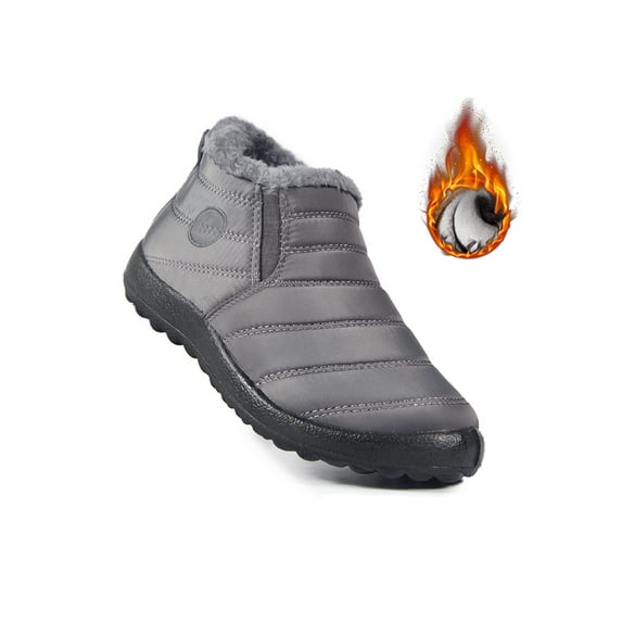 Fangasis Womens Snow Boots Elastic Winter Boot Slip On Ankle Bootie Outdoor Lightweight Booties Gray 8.5