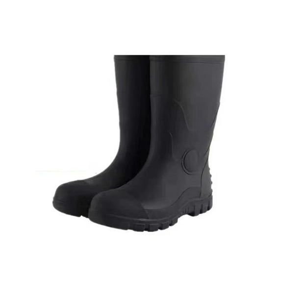 Fangasis Womens Work Boots Comfort Rain Boot Steel Toe Safety Shoes Construction PVC Garden Shoe Mid Calf, Steel Toe 11.5