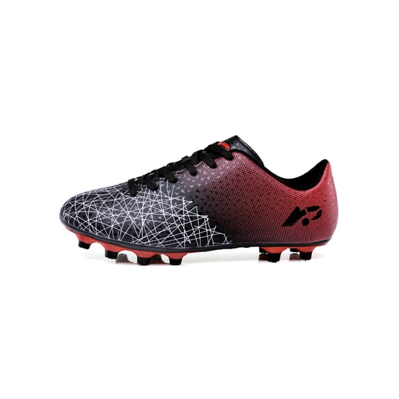 Fangasis Youths Sport Sneakers Flexible Soccer Cleats Round Toe Football Shoes Gym Fold-resistant Athletic Shoe Black Red Long Cleats 4.5 big kids