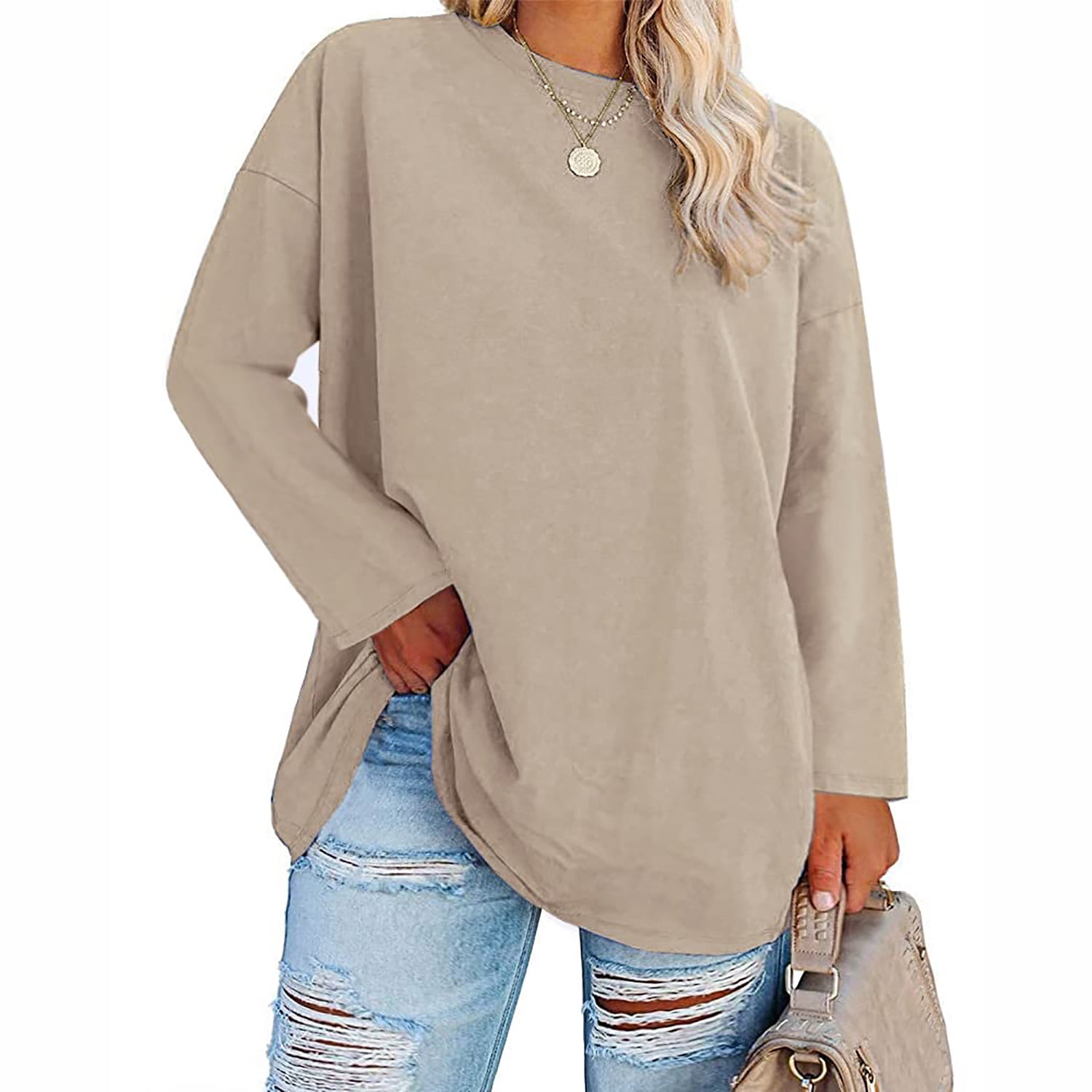 Floerns Women's Colorblock Stitching Trim T-Shirt - Loose Fit Short Sleeve Crew Neck Casual Top - View #7