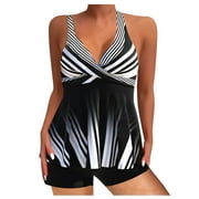 Fanggo Now Trending Swimwear for Women 2024 Womens Bathing Suits One Piece Modest Tankini Tops for Women Flounce Halter Deals under $15