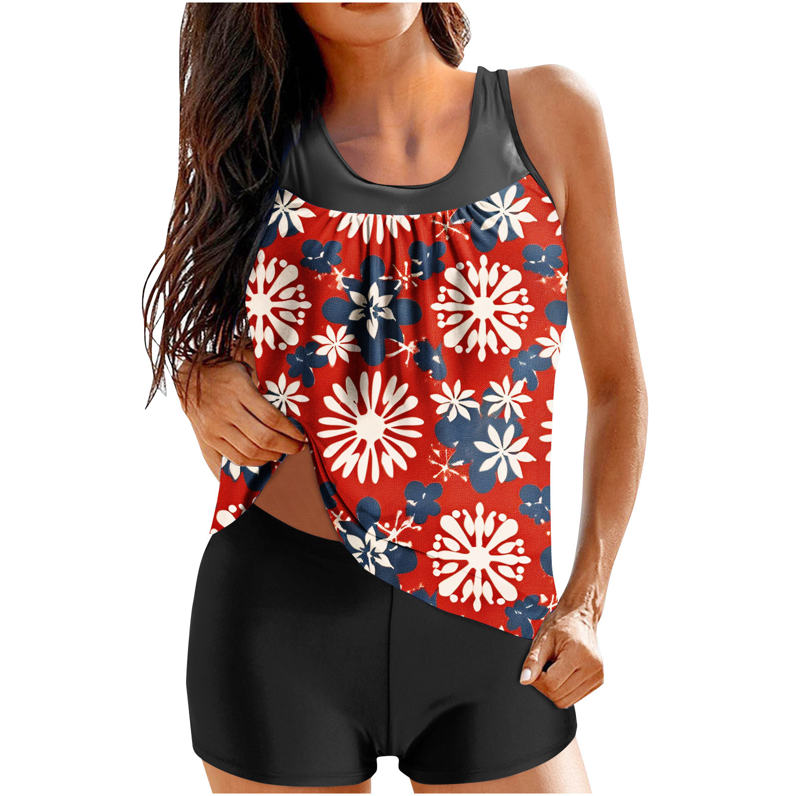 Fanggo Women Swimsuits for Long Torso Push Up Bikini Sets for Women Red