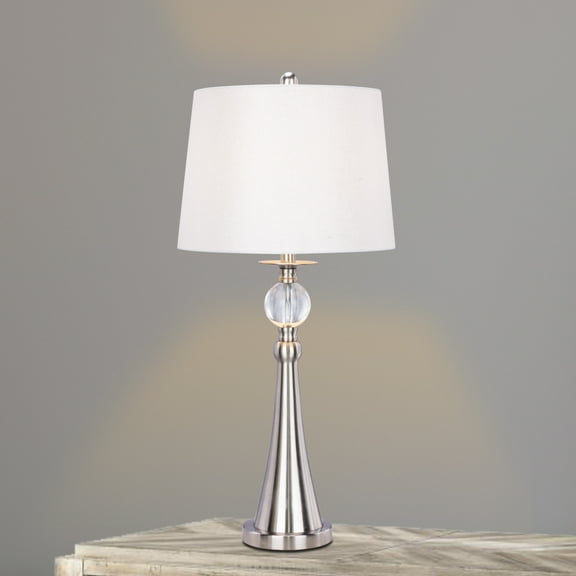 Fangio Lighting 1525 30.75 inch Crystal & Brushed Steel Metal Table Lamp