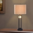 thumbnail image 1 of Fangio Lighting 30 inch Black Metal & Frosted Glass Table Lamp with Nightlight, 1 of 3
