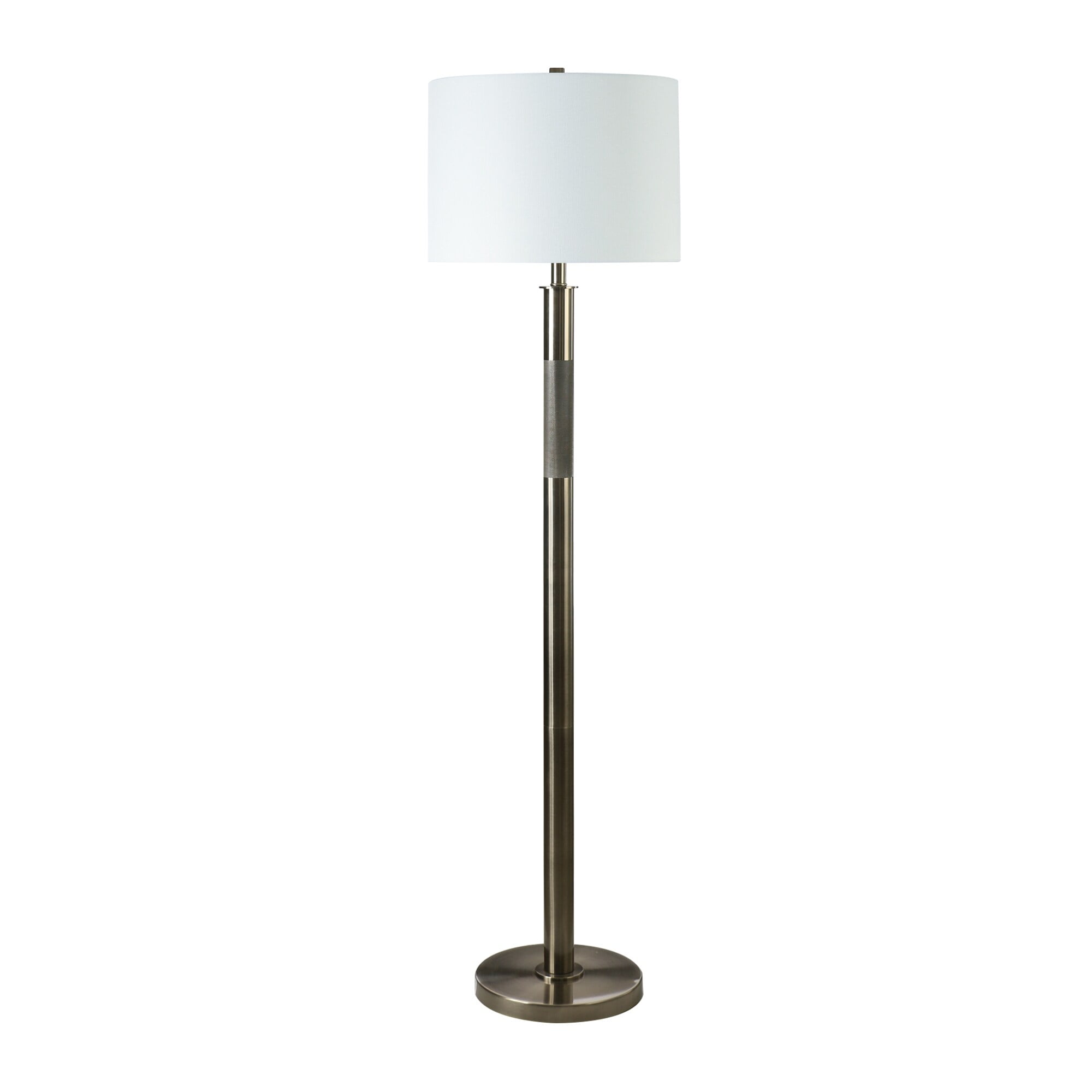 Antique Silver 60.5" Metal Floor Lamp with White Linen Shade