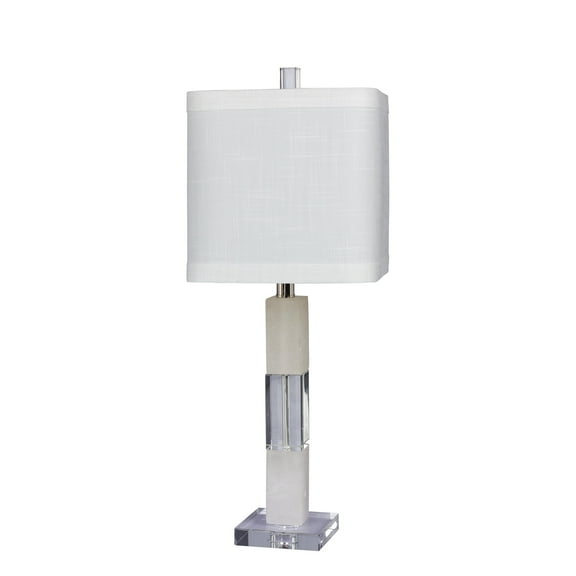 Fangio Lighting 's 5152 26 in. Stacked Block Table Lamp in a Clear Crystal & Snow Marble Finish