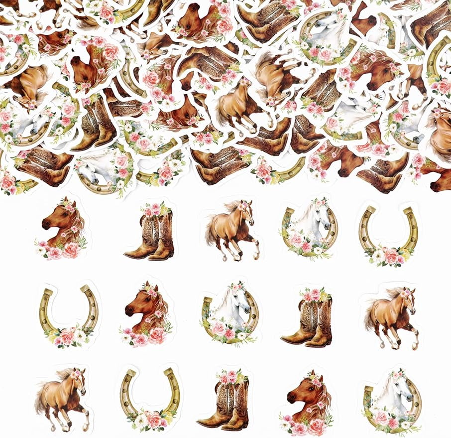 Fangleland 200 Pieces Horse Confetti for Girls Western Cowgirl Theme