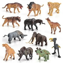 Mini Prehistoric Mammal Toy Set 12 Pieces Of Animal Dolls Wild Animal Dolls Long-haired Saber-toothed Model Doll Children's Birthday Toys For Ages 3-5 Girls Small Toddler Toys Baby Toys 3-6