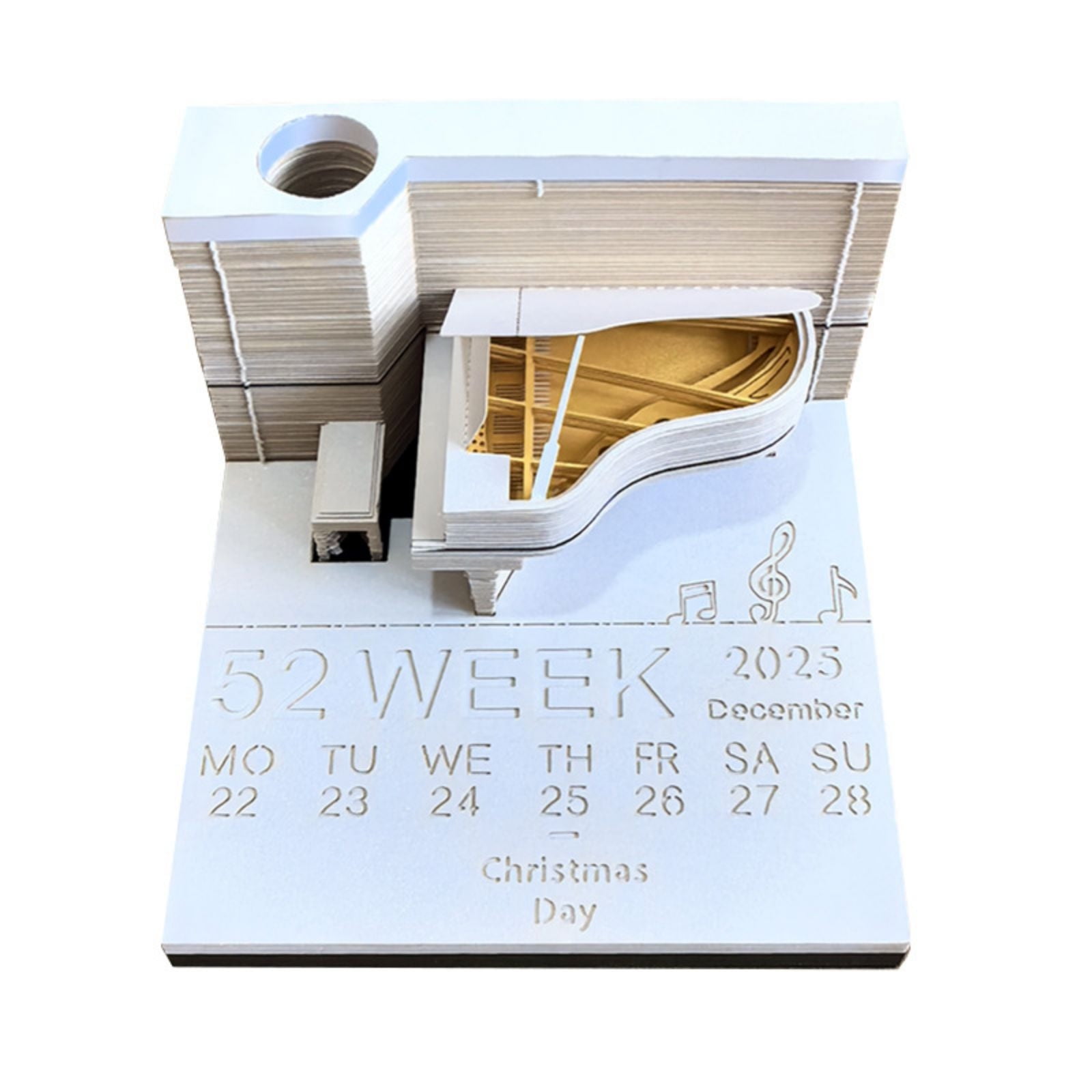 Fanglonggg 3D Noteblock Calendar 2025 Unique Timepiece Desk Calendar