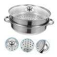 thumbnail image 1 of Fanglonggg Cooking Pot Steam Clothes Steamer Dumpling Steamer Steam Pots For Seafood Soup Stew Pot Korean Ramen Pot Round Household Steamers Stainless Steel Metal Japanese Kitchenware Bowls, 1 of 5