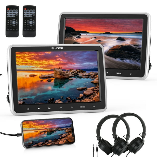 Fangor 10.5" Dual DVD Player for Car,Portable DVD Player with Headrest