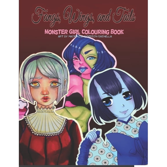 Fangs, Wings, and Tails: Monster Girl Colouring Book (Paperback)