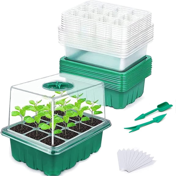 Fangsheng 10 Pack Seed Starter Kit, 120 Cells Plant Germination Trays, Green