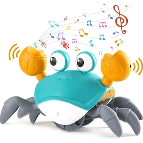 Fangsheng Crawling Crab Baby Toy, Electric Dancing Crab Baby Toy with Music and LED Light Up, Walking Crab Toy Gift for Toddler