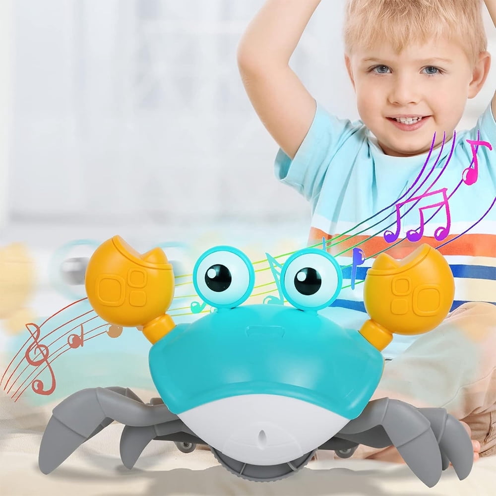 Fangsheng Crawling Crab Baby Toy Gifts Infant Tummy Time Toys Built in Rechargeable Battery, Baby Toys with Music and LED Light for 0-6 6-12 1-3 4+ Year Old Boys Girls Toddler