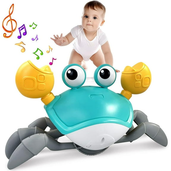 Fangsheng Crawling Crab Baby Toys - Infant Tummy Time Toy Gifts 3 4 5 6 7 8 9 10 11 12 Babies Boy Girl Dancing Walking Moving Learning Crawl 0-6 to 12-18 Months Boys Girls Toddler Birthday Gifts