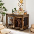 thumbnail image 1 of Fangsheng Dog Crate Furniture, Decorative Dog Kennel, Wooden Pet Furniture with Partition, Home and Indoor Use, Sliding Doors Modern Side End Table for Small/Medium Dog, 1 of 8