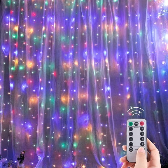 Fangsheng Window Curtain Lights 9.8 Feet Dimmable with 300 Led, Remote, 8 Lighting Modes, Timer for Wedding Christmas Decor