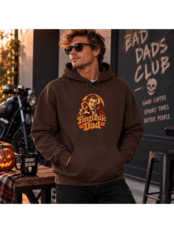 Fangtastic Dad Vampire Graphic Hoodie, Unisex Classic Fit, 50/50 Cotton-Poly Fleece, 271 GSM, Front Print