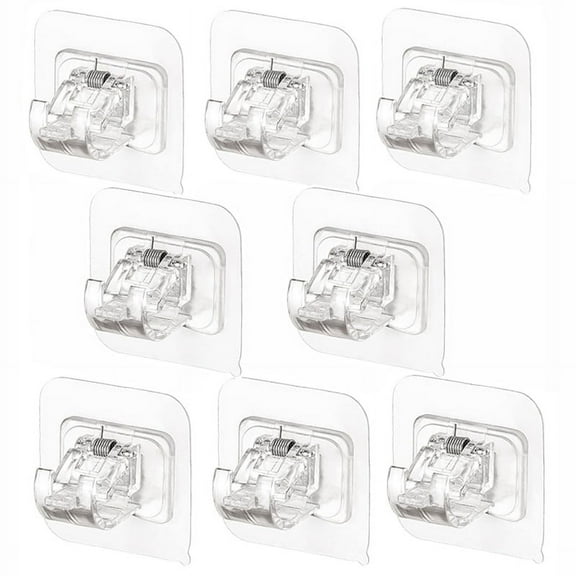 Fangyid 92mm No Drill Curtain Rod Brackets Transparent Adhesive Hooks (26 Count)