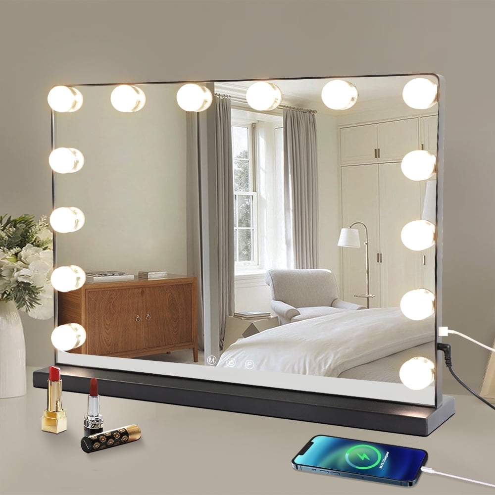 FanhSbrocade 20" Hollywood Vanity Mirror Lighted LED Makeup Mirrors for Dressing Room Bedroom ...
